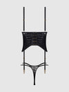 Snake Velvet Burnout Mesh Bustier Set Black