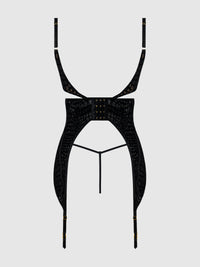 Snake Velvet Burnout Mesh Chemise Set Black