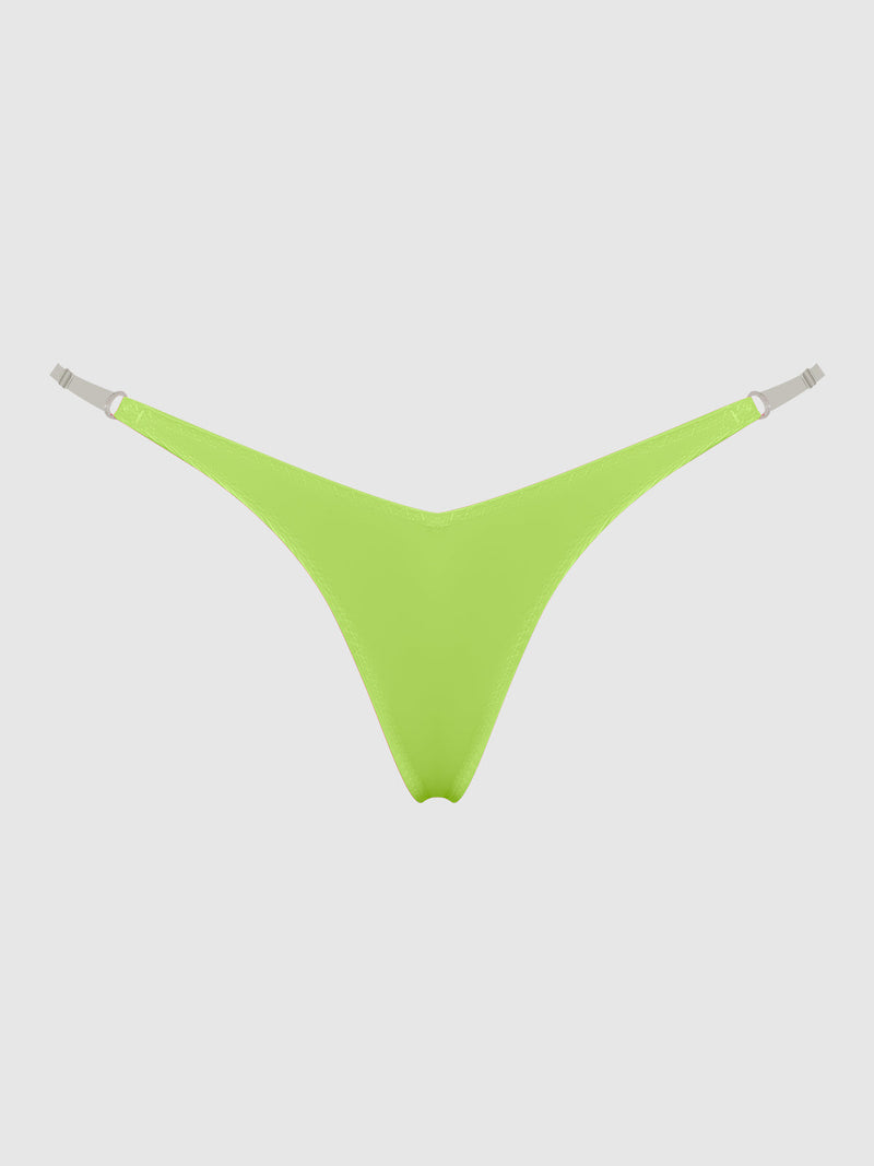 Krystal Clear Strap Thong Lime
