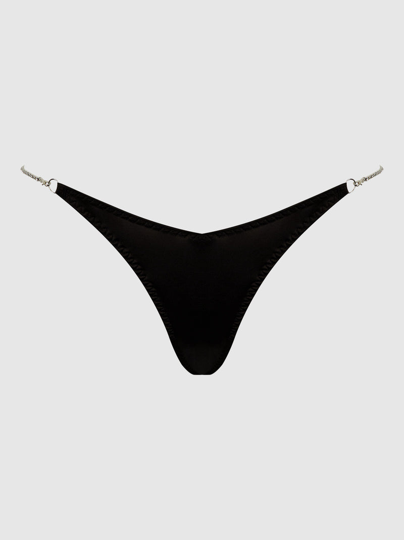 Krystal Rhinestone Side G-String Black