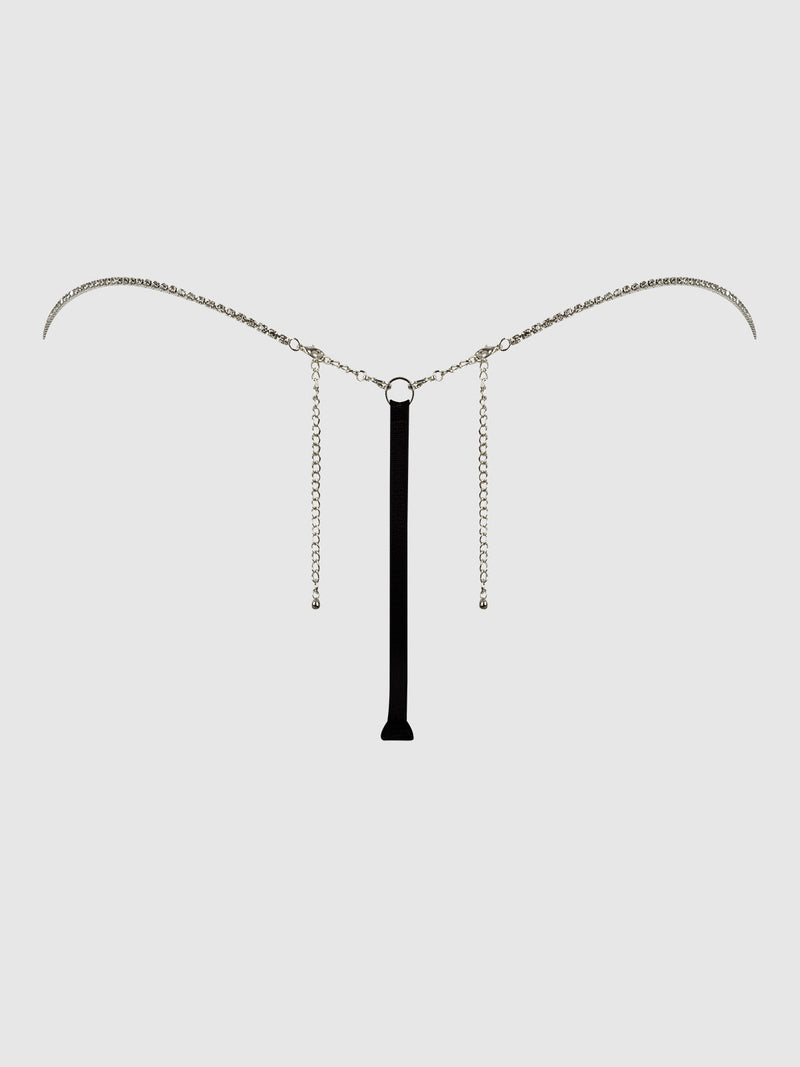 Krystal Rhinestone Side G-String Black