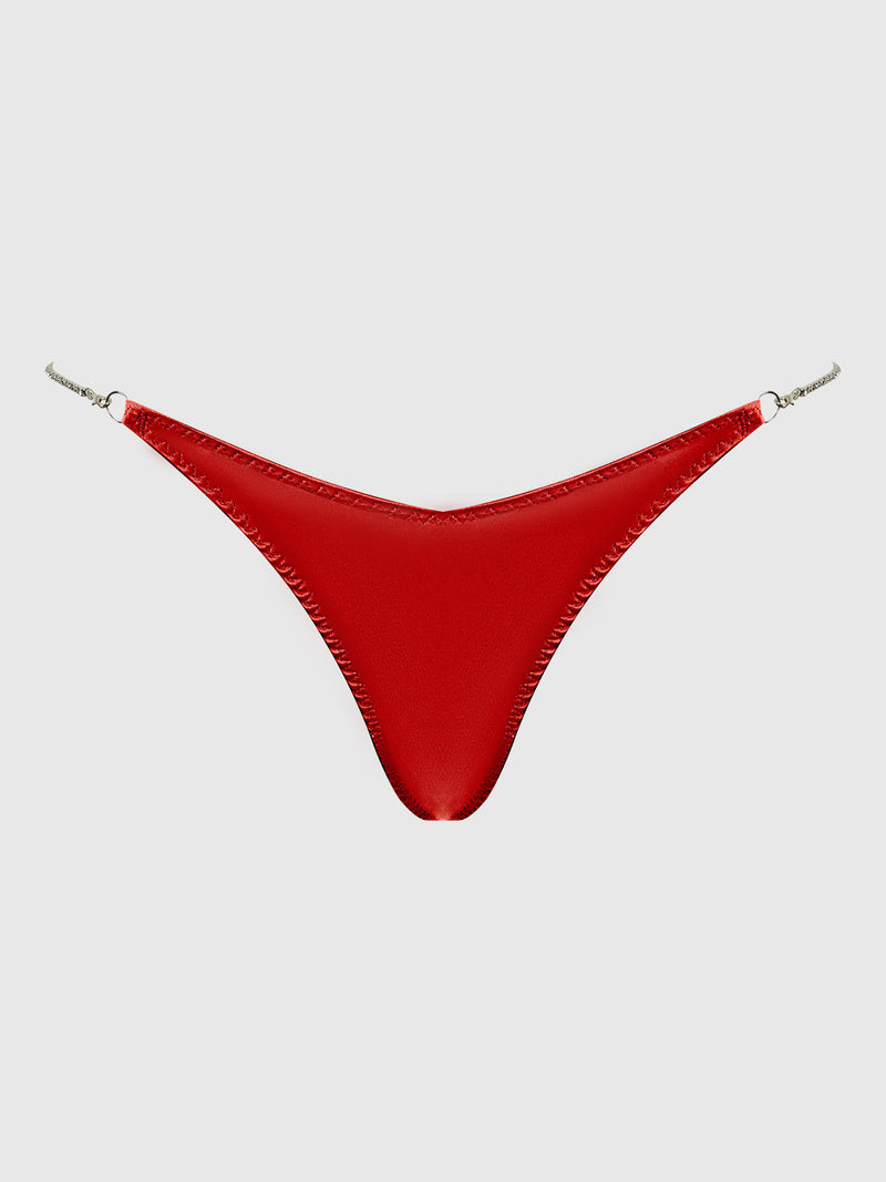Krystal Rhinestone Side G-String Red