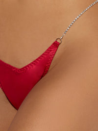 Krystal Rhinestone Side G-String Red