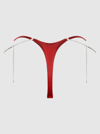 Krystal Rhinestone & Side Slider Thong Red