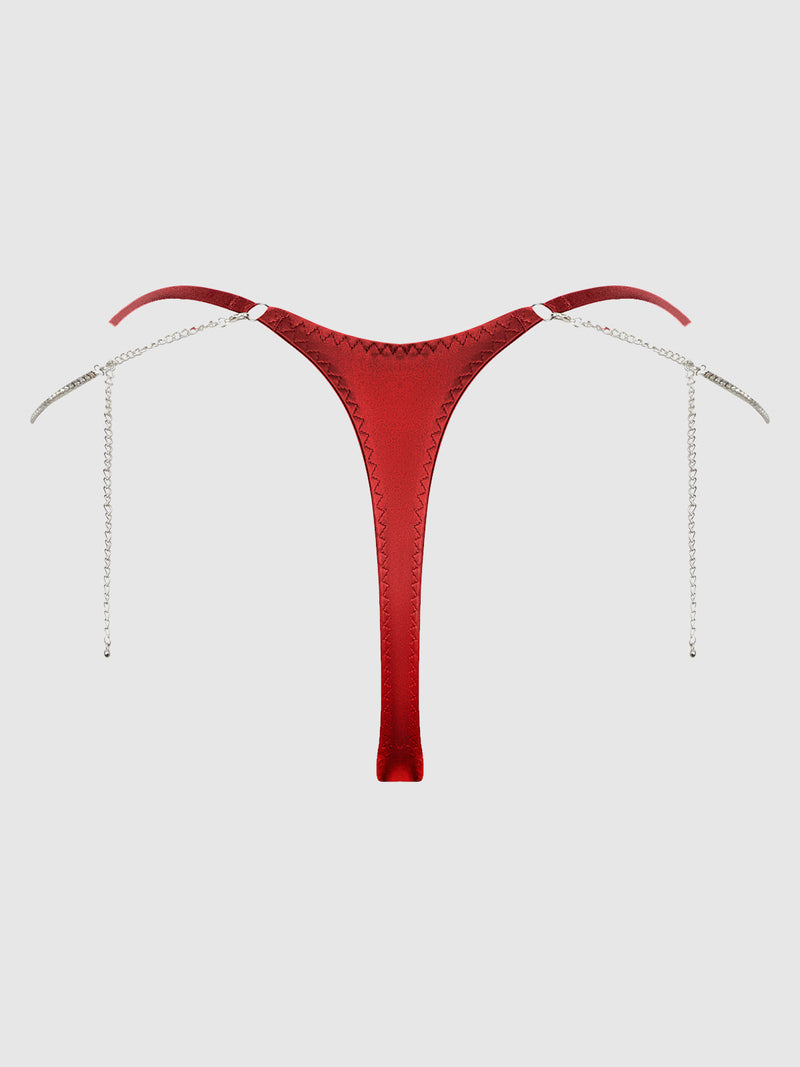 Krystal Rhinestone & Side Slider Thong Red