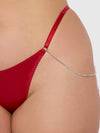 Krystal Rhinestone & Side Slider Thong Red