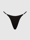 Krystal Satin G-String Rhinestone Fringes On Back Black