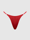 Krystal Satin G-String Rhinestone Fringes On Back Red