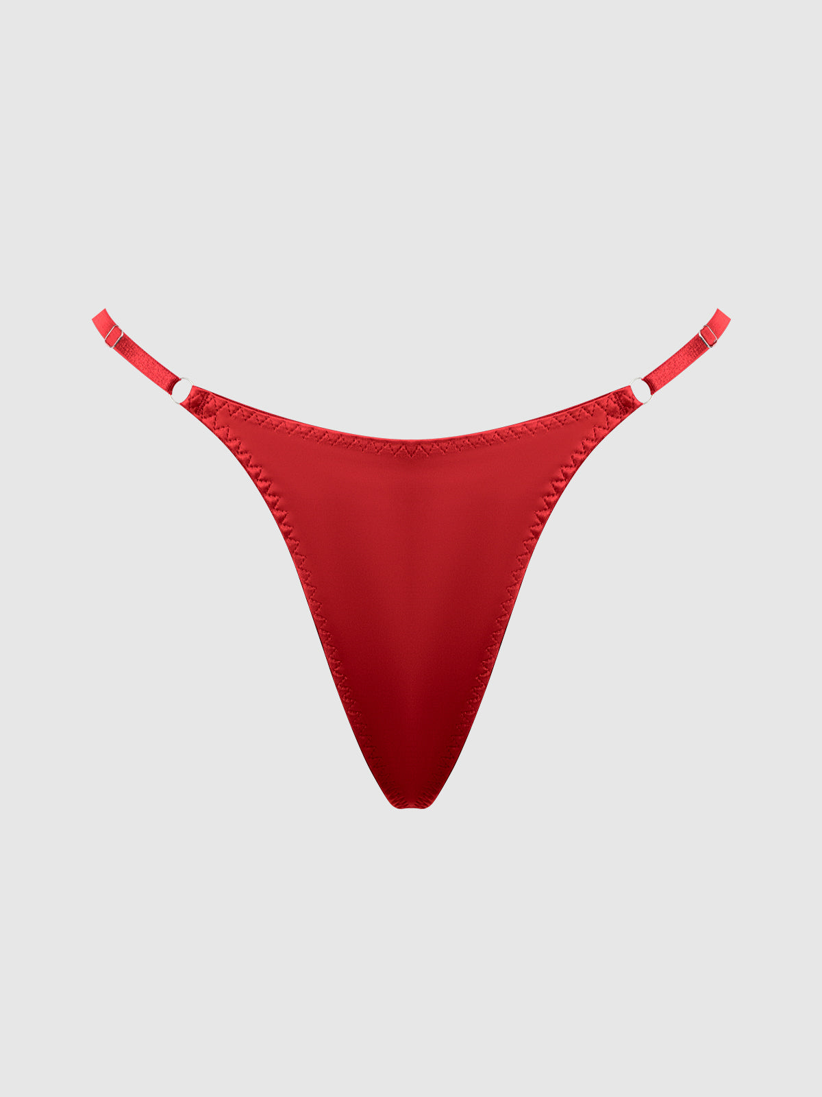 Krystal Satin G-String Rhinestone Fringes On Back Red