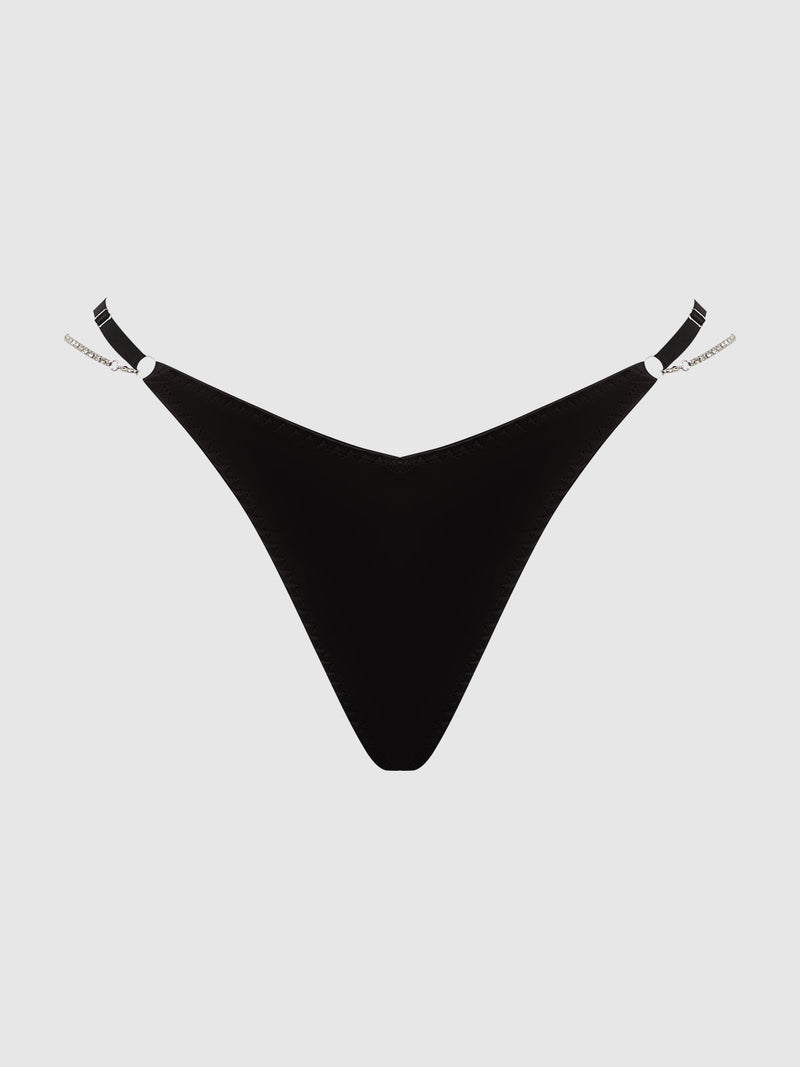 Krystal Rhinestone & Slider Thong Black
