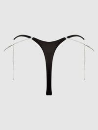 Krystal Rhinestone & Slider Thong Black
