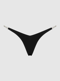 Krystal Clear Side Slider Thong Black