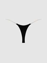 Krystal Clear Side Slider Thong Black