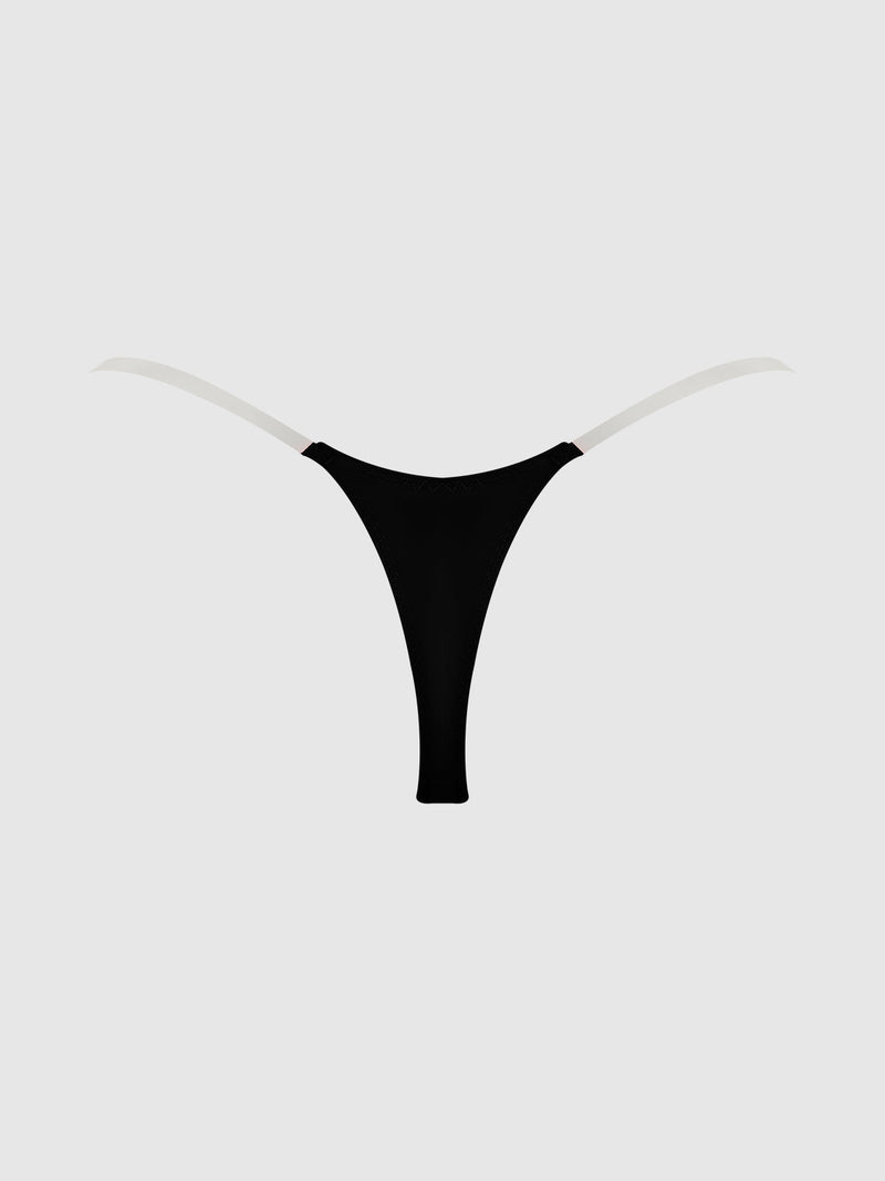 Krystal Clear Side Slider Thong Black