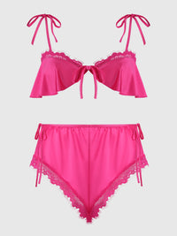 Issadora Oilslick & Lace Drop Off Flounce Top & Panty