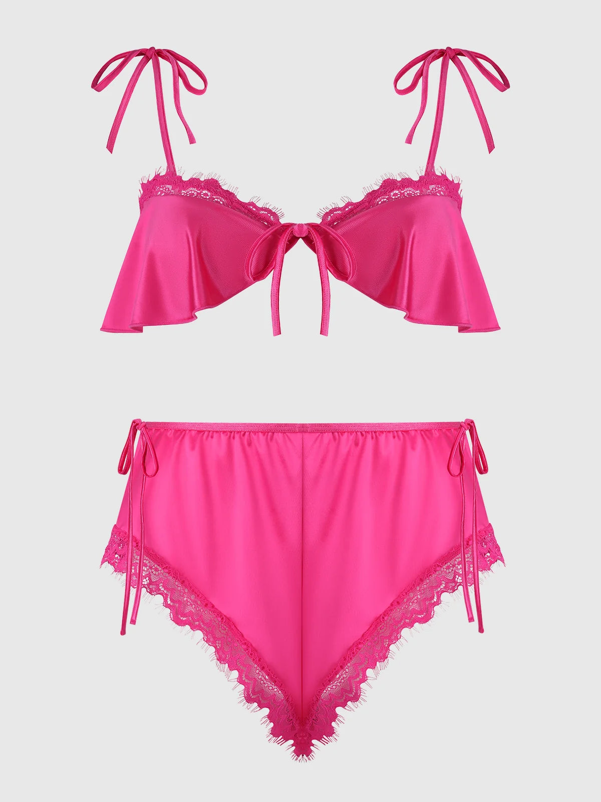 Issadora Oilslick & Lace Drop Off Flounce Top & Panty
