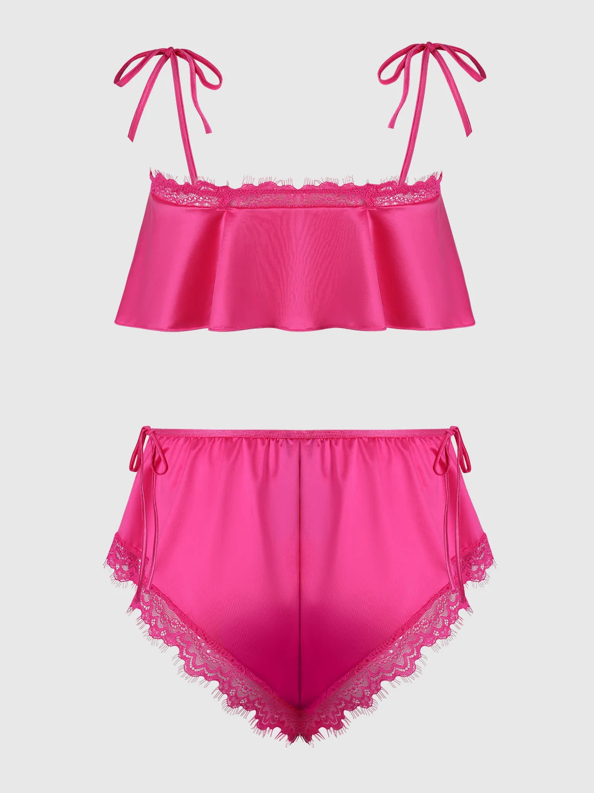 Issadora Oilslick & Lace Drop Off Flounce Top & Panty