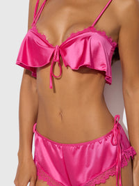 Issadora Oilslick & Lace Drop Off Flounce Top & Panty