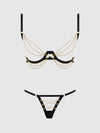 Eve Satin & Chain Open Cups Bra Set