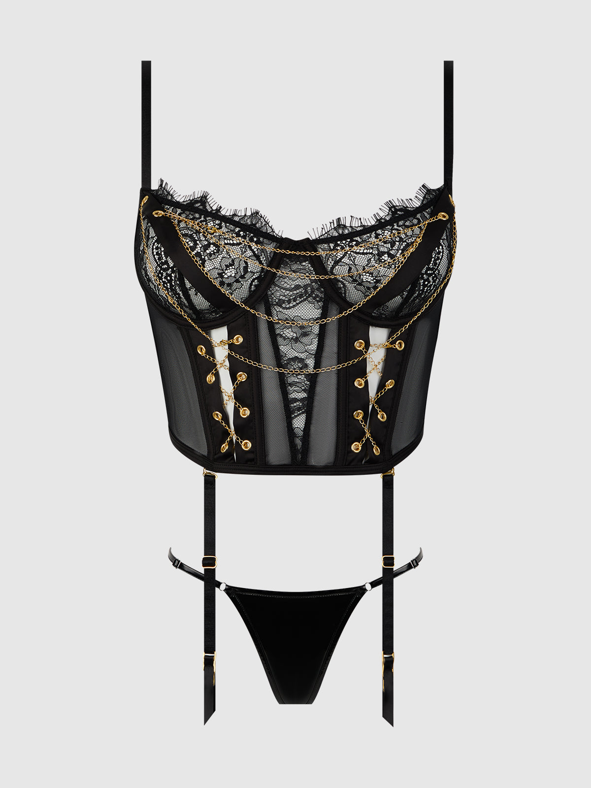 Eve Lace & Chain Bustier Set