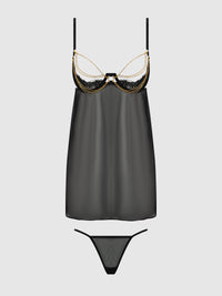 Eve Lace, Chain & Sheer Mesh Cup Babydoll Set