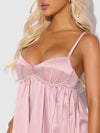 Brigeta Satin & Mesh Corsetted Babydoll Set