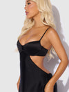 Brigeta Satin Mono Wire Long Gown Black
