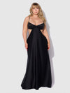 Brigeta Satin Mono Wire Long Gown Black