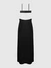 Brigeta Satin Mono Wire Long Gown Black