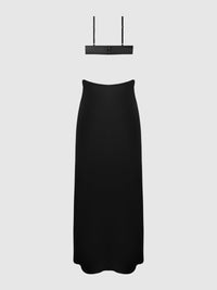 Brigeta Satin Mono Wire Long Gown Black