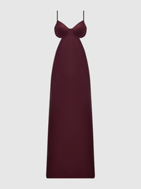 Brigeta Satin Mono Wire Long Gown Burgundy