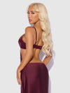 Brigeta Satin Mono Wire Long Gown Burgundy