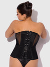 Juliet Satin & Mesh Plunge Underwire Corset Black