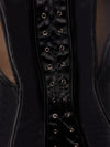 Juliet Satin & Mesh Plunge Underwire Corset Black