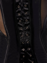 Juliet Satin & Mesh Plunge Underwire Corset Black