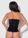 Juliet Satin & Mesh Plunge Underwire Corset Black
