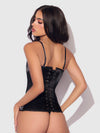 Juliet Satin Full Boning Scoop Neck Corset Black