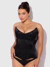 Juliet Satin Full Boning Scoop Neck Corset Black