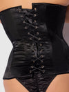 Juliet Satin Full Boning Scoop Neck Corset Black