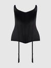 Juliet Satin Full Boning Scoop Neck Corset Black