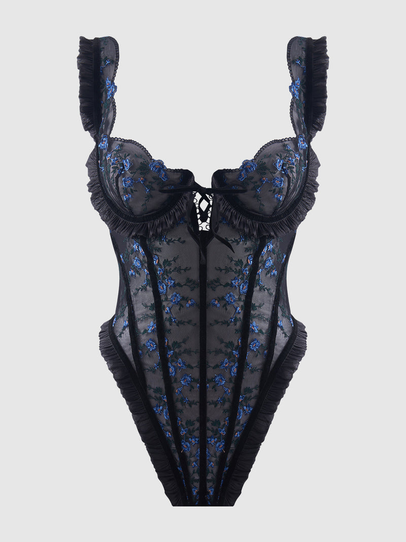 Harper See Through Embroidery Mesh Teddy