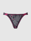Harper See Through Embroidery Mesh Cheeky Panty Black with Pink Flowers