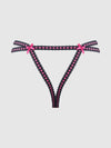 Harper See Through Embroidery Mesh Cheeky Panty Black with Pink Flowers
