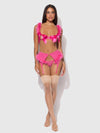 Marilyn Marabou & Mesh Gartered Openable Bra Set Pink Dragon
