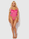 Marilyn Mesh & Feathers Tie Shoulder Pom Pom Bustier Set Pink Dragon