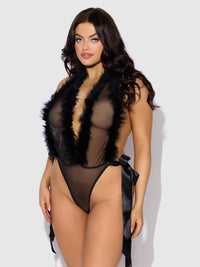 Marilyn Marabou & Mesh Plunge Teddy Black
