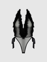 Marilyn Marabou & Mesh Plunge Teddy Black