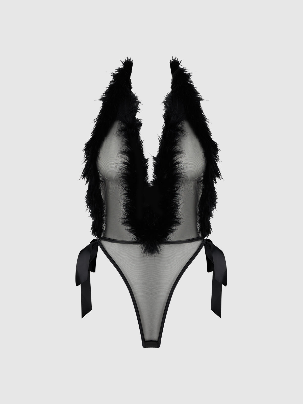 Marilyn Marabou & Mesh Plunge Teddy Black