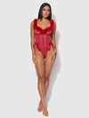 Marilyn Mesh & Feathers Teddy Crimson Red