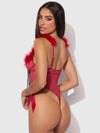 Marilyn Mesh & Feathers Teddy Crimson Red